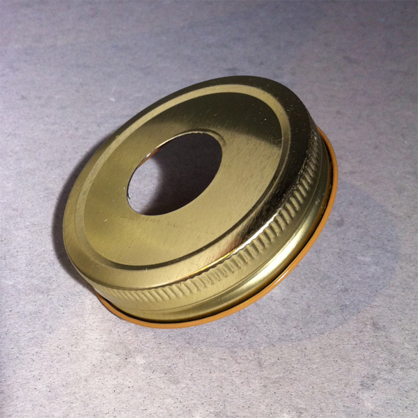 Mason jar soap pump lid brass/ gold-standard size - Click Image to Close