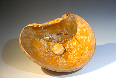  Kidney shaped artistic wild vessel sink, crystalline butterscotch glaze