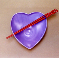 Purple Shock Heart Shaped Bowl With Rosewood Chopsticks