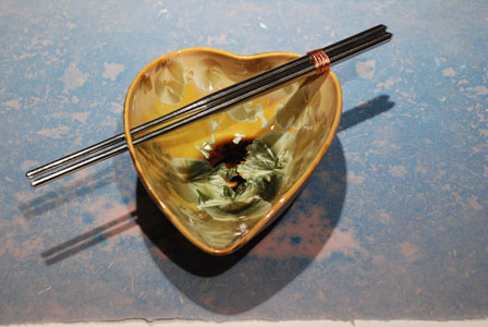New Green Iron Crystal Heart Bowl Stainless Steel Chopsticks