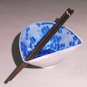 Cobalt Blue Crystal triangular with ebony chopsticks