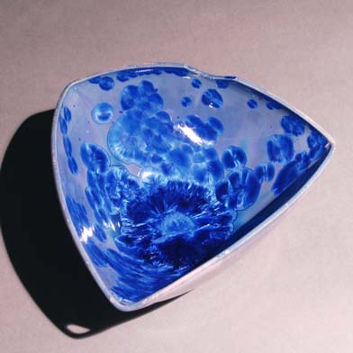 Cobalt Blue triangular shaped bowl with inlay chopsticks