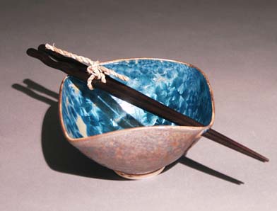 Green Blue Crystals Square bowl wave chopsticks - Click Image to Close