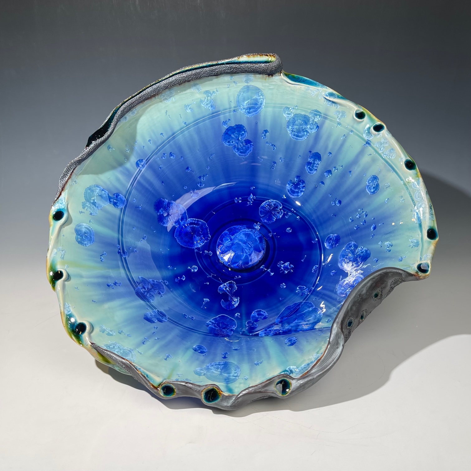 Turquoise to Cobalt Blue Handmade Crystal Glazed Sink
