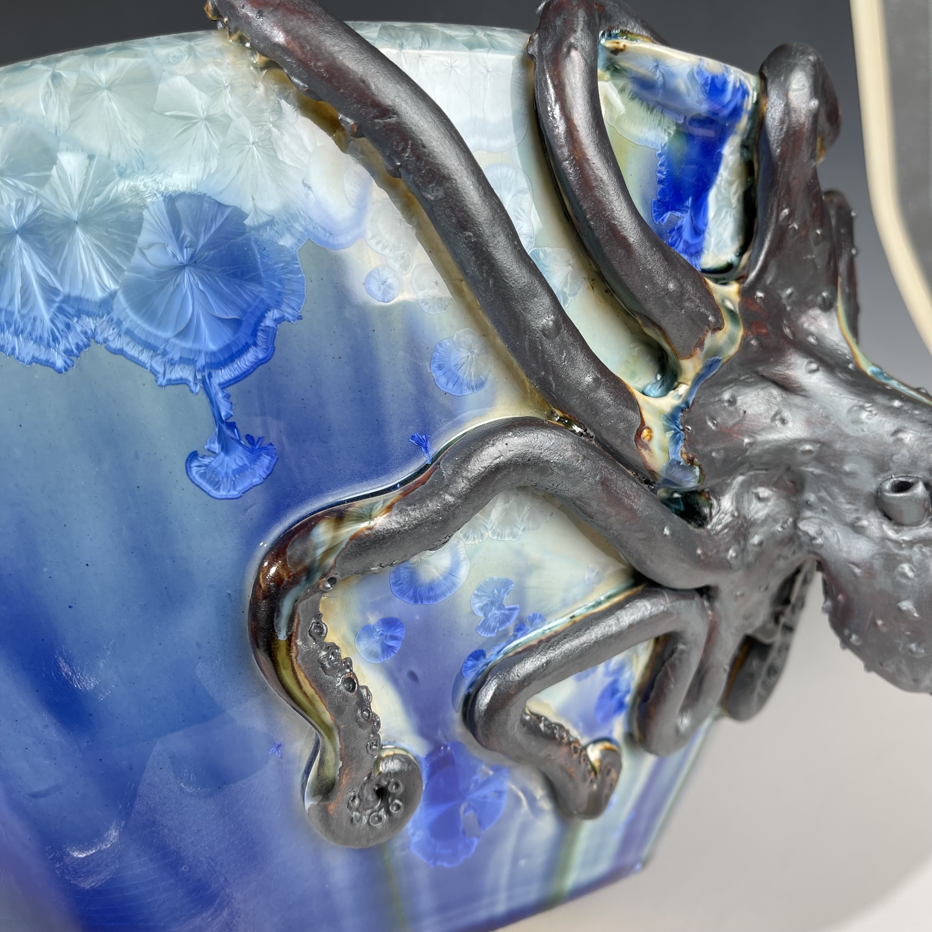 Ocean Bathroom Basin Sink in caribbean blue cobalt octopus - Click Image to Close