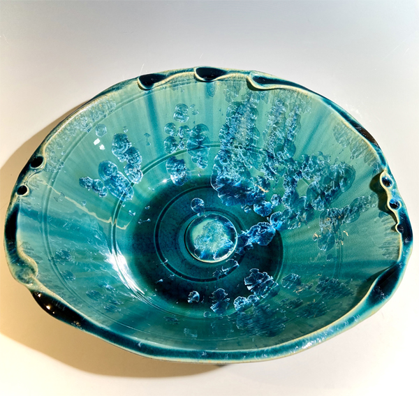 Ovoid Shaped Basin Sink in Turquoise Crystal with matching pump
