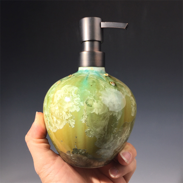 Soap Pump Spherical in Gold Green