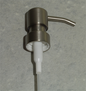 Metal Soap Pump top stainless steel, with rounded head.