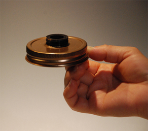 A collar ring is used to attach the soap pump to a mason jar
