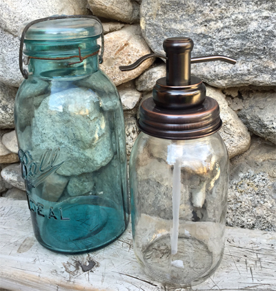 antique mason jar soap pump with old world style soap pump head in bronze