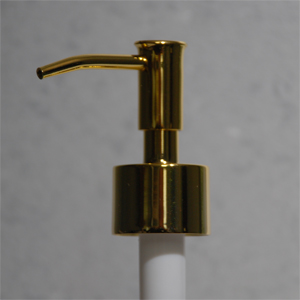 Gold metal Soap Pump top gold plated finish.