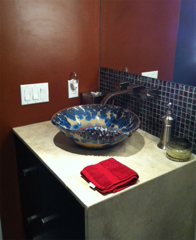 really cool sink with spines on side installed by customer